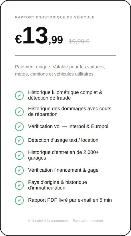 Vérifiez 1 voiture, moto ou camion /FR/